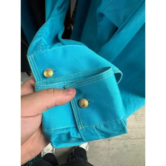 Gianni Versace Vintage Turquoise Cotton Western Shirt Size 50